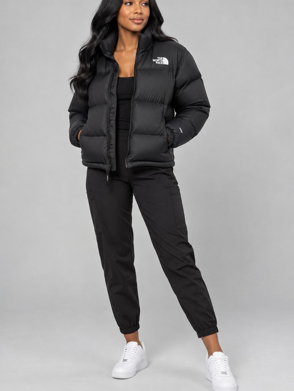 The North Face 700 Nuptse Down Puffer Jacket Black Womens Small NF002YO - Picture 1 of 12